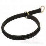 Leather Choke Bullmastiff Collar with Braided Design
