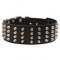 2 2/5 inches extra wide Leather Studded Bullmastiff Dog Collar