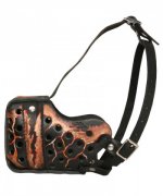 Adjustable Leather Bullmastiff Muzzle with "Magma" Painting