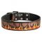 Amazing Leather Bullmastiff Collar with Flames Painting