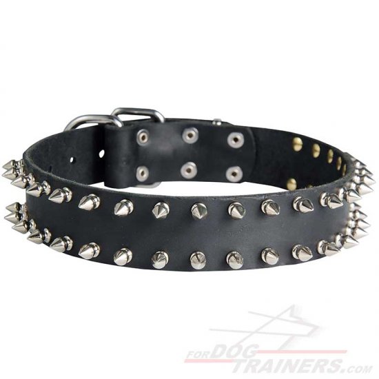 Leather Spiked Dog Collar for Bullmastiff - Click Image to Close