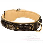 Soft Nappa Padded Leather Bullmastiff Collar with Braided Design