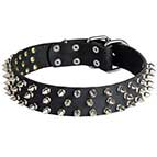 3 Rows Leather Spiked Bullmastiff Dog Collar