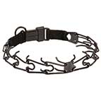Black Stainless Steel Bullmastiff Pinch Prong Collar with Click Lock Buckle - 1/8 inch (3.2 mm) link diameter