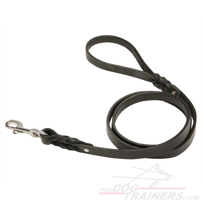 Braided Leather Bullmastiff Leash With Stainless Steel Snap-hook