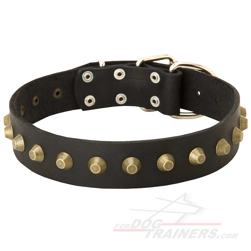 Studded Leather Bullmastiff Collar for Walking and Training