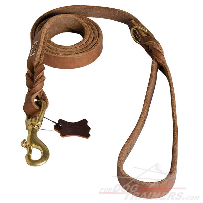 Braided Leather Bullmastiff Leash for professional Use