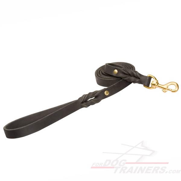 High Quality Black Leather Bullmastiff Leash for Walking and Training - Click Image to Close
