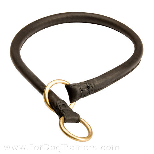 Round Leather Bullmastiff Choke Collar