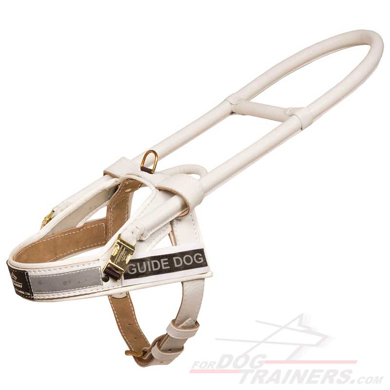 White Leather Bullmastiff Harness for Guide Dogs