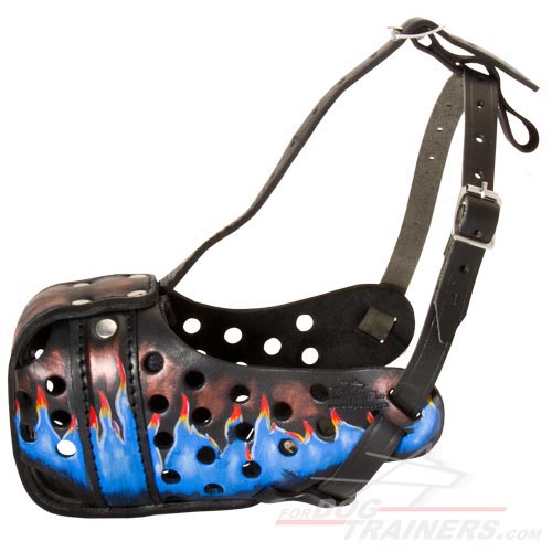 "Burning" Handpainted training Muzzle for Bullmastiff